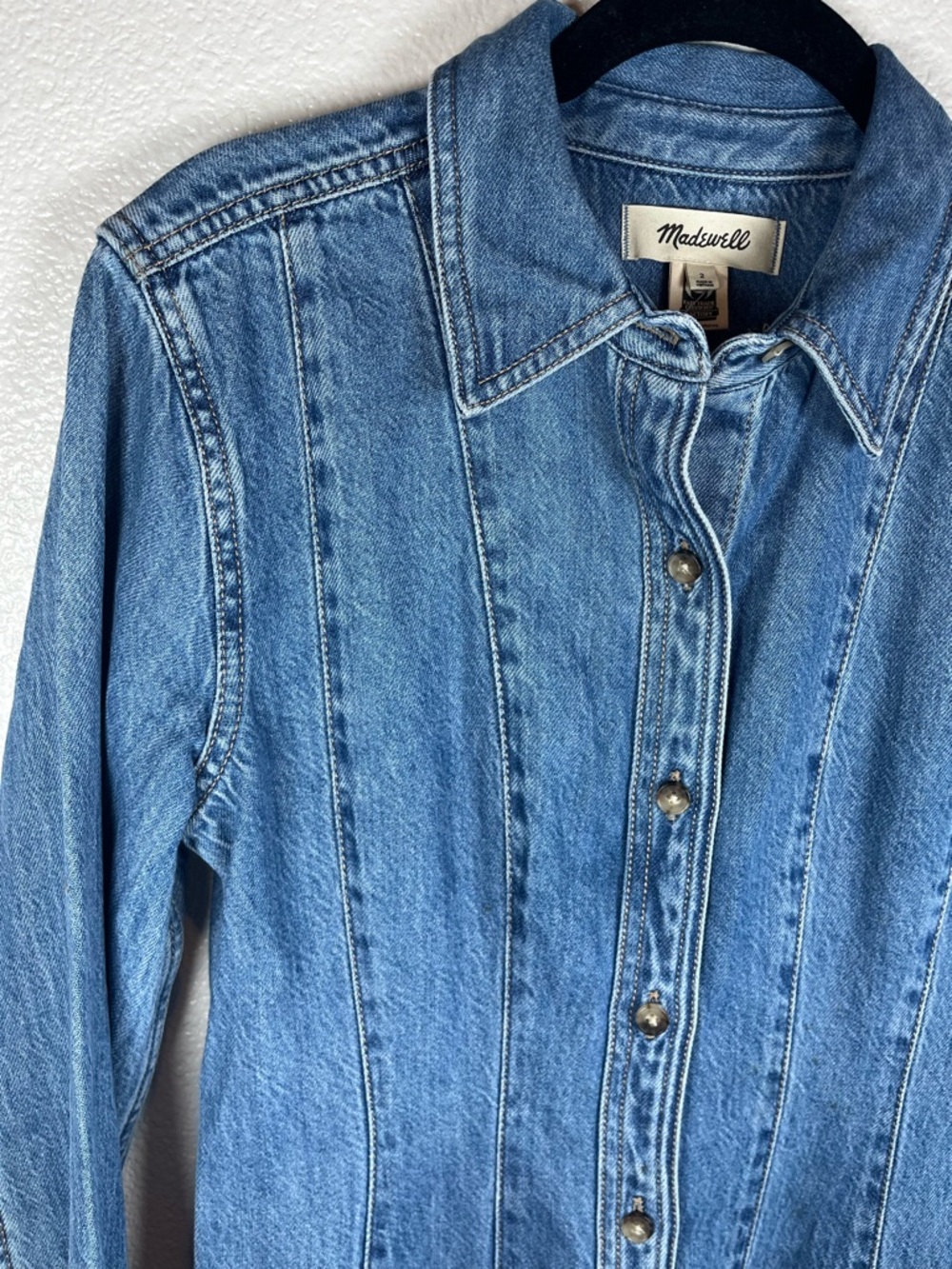 NWT Madewell Seamed Mini Dress in Ramey Wash: Airy Denim Edition Women's 2 - Picture 5 of 14